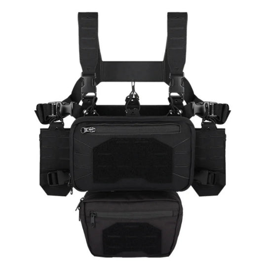 Signal & Steel Modular Mini Chest Rig – Adjustable MOLLE Micro Rig with Magazine Pouches