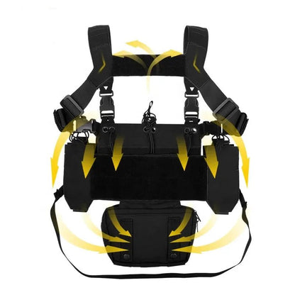 Signal & Steel Modular Mini Chest Rig – Adjustable MOLLE Micro Rig with Magazine Pouches