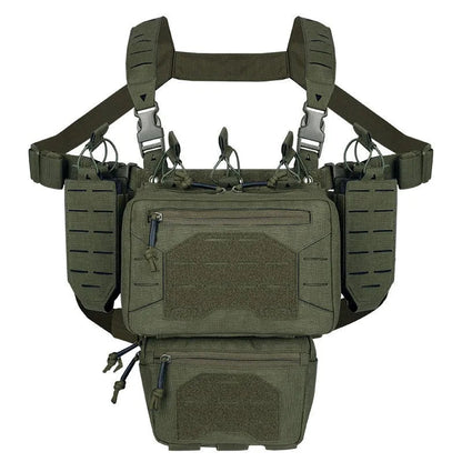 Signal & Steel Modular Mini Chest Rig – Adjustable MOLLE Micro Rig with Magazine Pouches